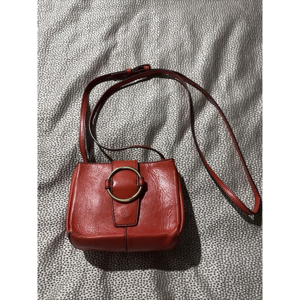 HOBO Elan Tan Leather O-Ring Crossbody Bag Retired Compact Boho Purse